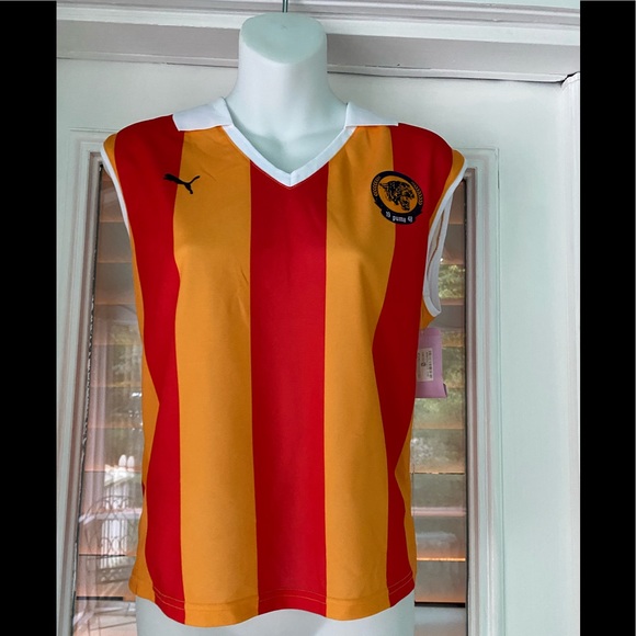 Womens Puma Fussball Jersey PoppyRedApricot stripe - Picture 1 of 4